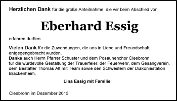 Traueranzeige von Eberhard Essig 