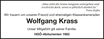 Traueranzeige von Wolfgang Krass 