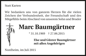 Traueranzeige von Marc Baumgärtner 
