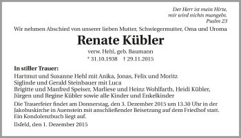 Traueranzeige von Renate Kübler 