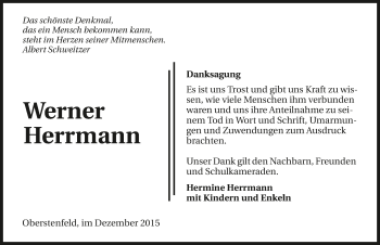 Traueranzeige von Werner Herrmann 