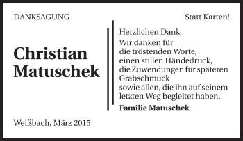 Traueranzeige von Christian Matuschek 