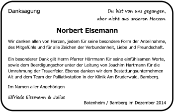 Traueranzeige von Norbert Eisemann 
