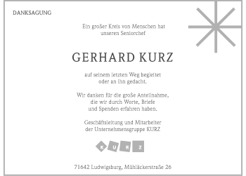 Traueranzeige von Gerhard Kurz 