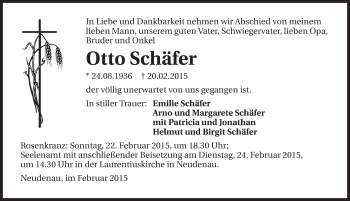 Traueranzeige von Otto Schäfer 