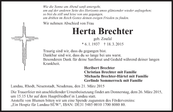 Traueranzeige von Herta Brechter 