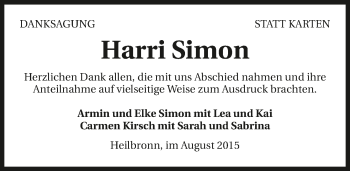 Traueranzeige von Harri Simon 