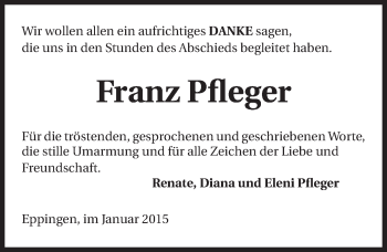 Traueranzeige von Franz Pfleger 