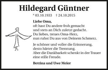 Traueranzeige von Hildegard Güntner 