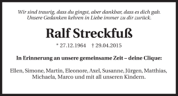 Traueranzeige von Ralf Streckfuß 