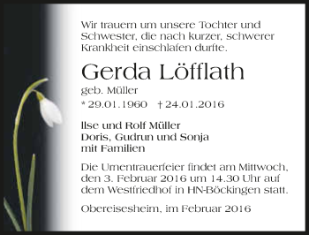 Traueranzeige von Gerda Löfflath 