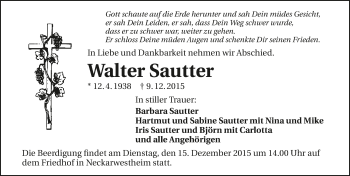 Traueranzeige von Walter Sautter 