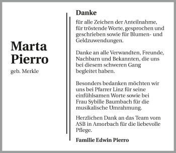 Traueranzeige von Marta Pierro 