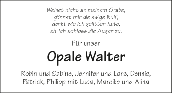 Traueranzeige von Walter Küstner 
