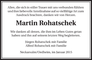 Traueranzeige von Martin Rohatschek 