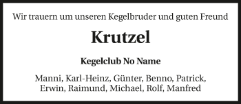 Traueranzeige von Jürgen Krzcal 