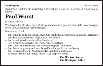 Traueranzeige von Paul Wurst 