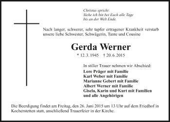 Traueranzeige von Gerda Werner 