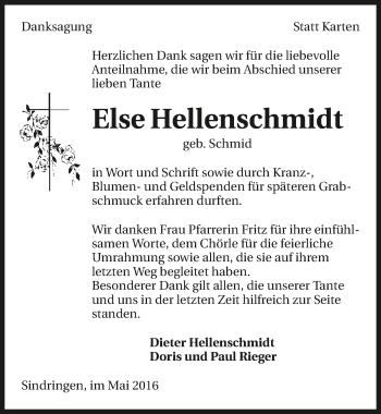 Traueranzeige von Else Helenschmidt 