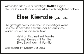 Traueranzeige von Else Kienzle 