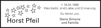 Traueranzeige von Horst Pfeil 