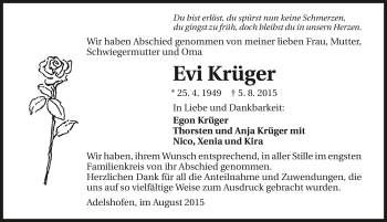 Traueranzeige von Evi Krüger 