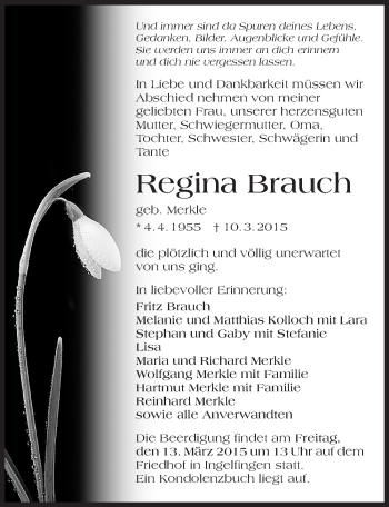 Traueranzeige von Regina Brauch 