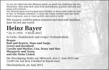 Traueranzeige von Heinz Bayer 