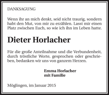 Traueranzeige von Dieter Horlacher 