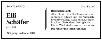 Traueranzeige von Elli Schäfer 