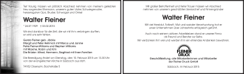 Traueranzeige von Walter Fleiner 