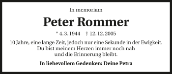 Traueranzeige von Peter Rommer 