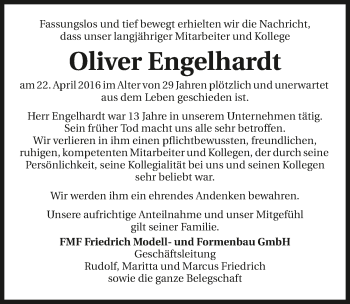 Traueranzeige von Oliver Engelhardt 