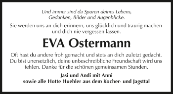 Traueranzeige von Eva Ostermann 