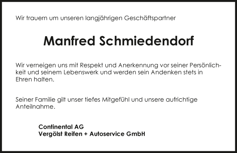 Traueranzeige für Manfred Schmiedendorf vom 01.08.2015 aus 