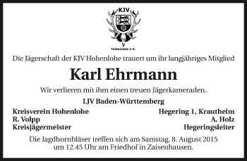 Traueranzeige von Karl Ehrmann 