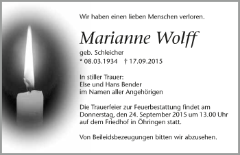 Traueranzeige von Marianne Wolff 