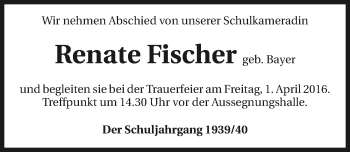 Traueranzeige von Renate Fischer 