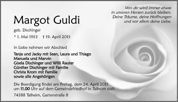 Traueranzeige von Margot Guldi 