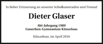 Traueranzeige von Dieter Glaser 