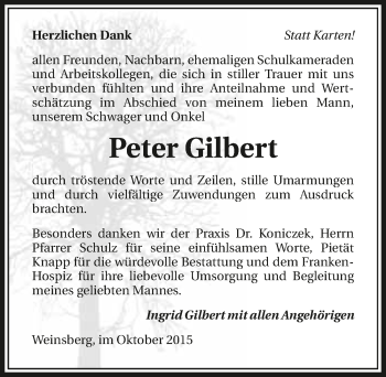 Traueranzeige von Peter Gilbert 