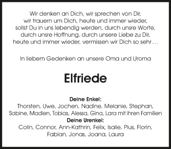 Traueranzeige von Elfriede Waltz 