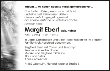 Traueranzeige von Margit Ebert 