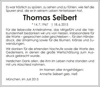 Traueranzeige von Thomas Seibert 