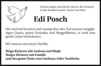 Traueranzeige von Edi Posch 