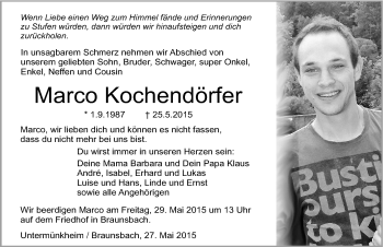 Traueranzeige von Marco Kochendörfer 