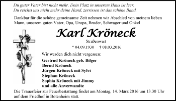 Traueranzeige von Karl Kröneck 