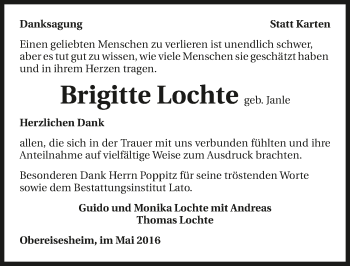 Traueranzeige von Brigitte Lochte 