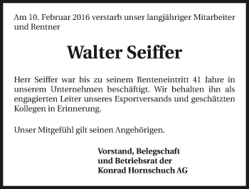 Traueranzeige von Walter Seiffer 