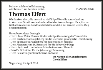 Traueranzeige von Thomas Eifert 